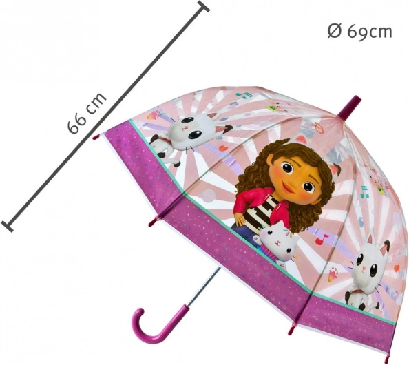 Ombrello per bambini Gabby's Dollhouse con motivi di gatti