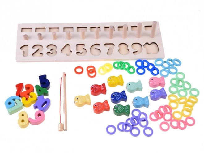 Puzzle Educativo in Legno Numeri con Canna da Pesca