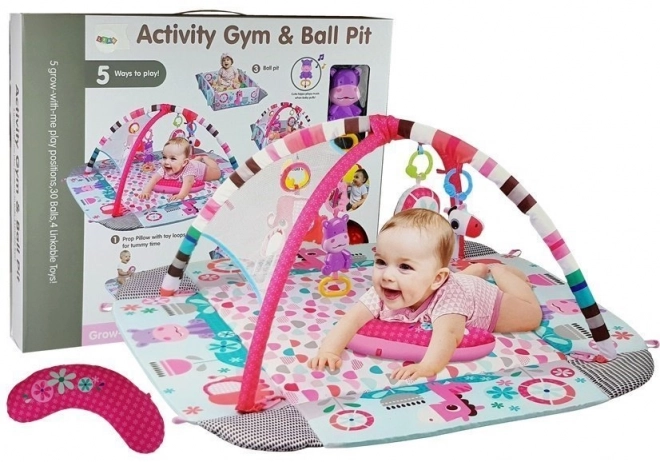 Grande coperta gioco per bambini 5 in 1 con ippopotamo e palline