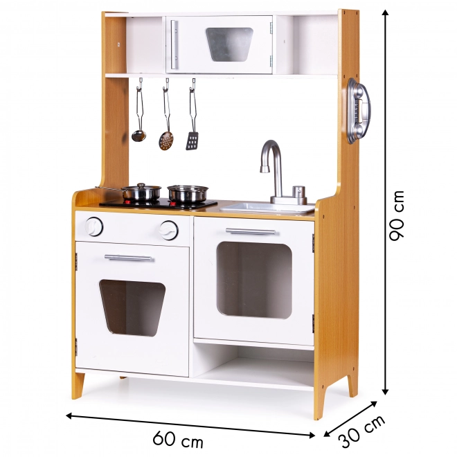 Cucina per bambini in legno con fornelli multimediali ECOTOYS