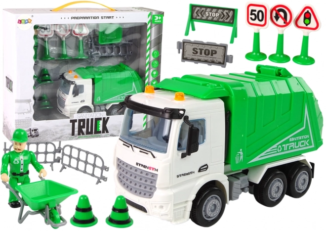 Set Camion della Spazzatura con Segnali Stradali Verde