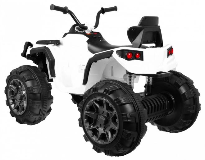 Quad elettrico per bambini bianco + ruote EVA + radio MP3 + LED + avvio lento