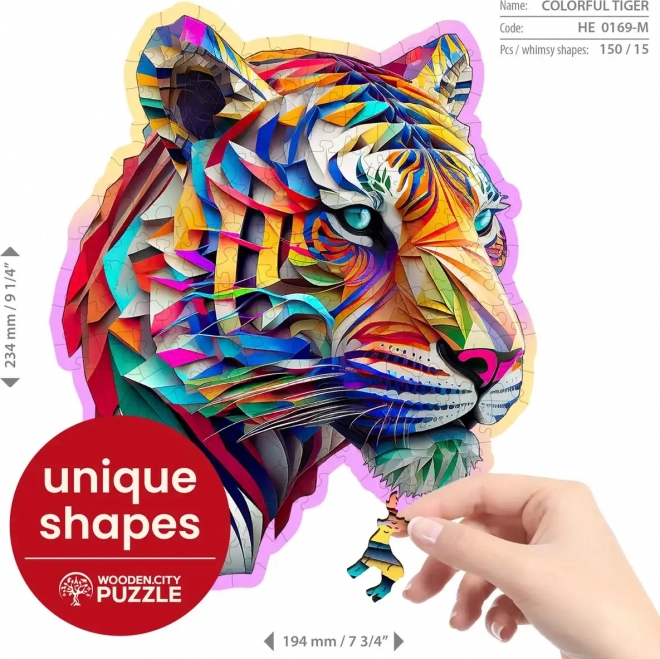 Puzzle in legno Tigre colorata 150 pezzi