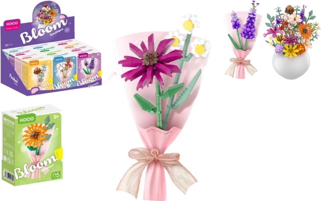 Set di costruzione KOCO mini bouquet di mattoncini per vasetto, mix di tipi
