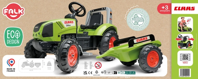 Trattore a pedali FALK Claas Arion 430 con rimorchio