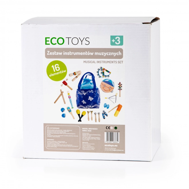 Set di strumenti musicali in legno per bambini con zaino ECOTOYS