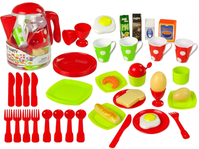 Set da Cucina per Bambini con Caraffa, Tazze e Piattini - 42 Pezzi