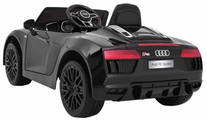 Audi R8 Spyder a batteria Vernice nera + Telecomando + EVA + Avvio lento + Radio MP3 + LED