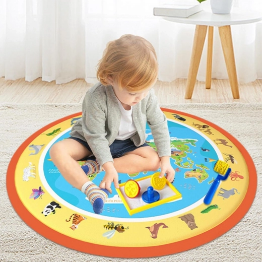 Mappa del mondo educativa con animali