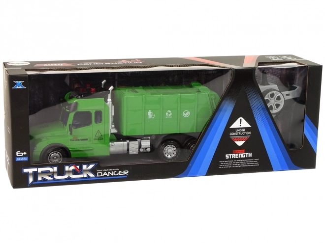 Camion della spazzatura telecomandato con luci e suoni verde