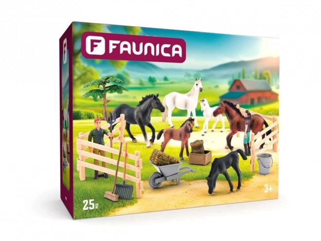 Set di 25 cavalli Faunica bianchi e neri