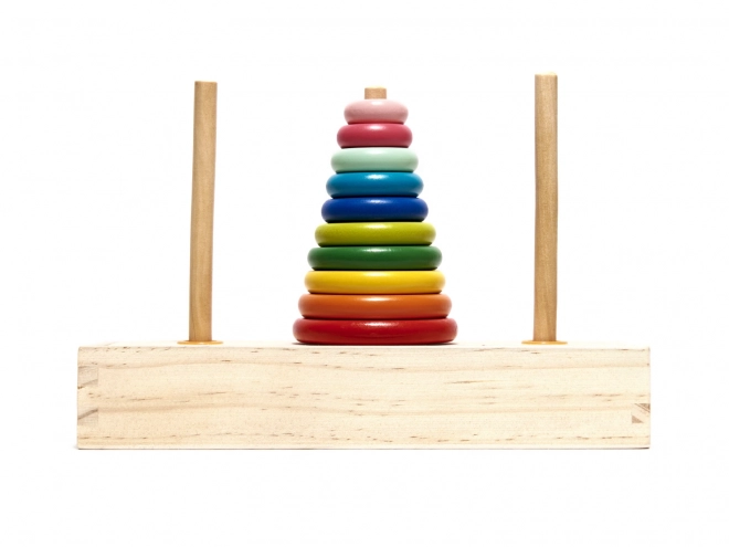 Piramide di legno con base torre sorter arcobaleno