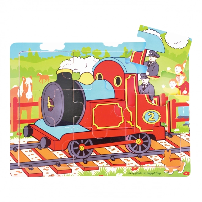 Puzzle in legno del treno Bigjigs Toys 9 pezzi