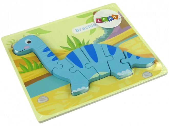 Puzzle in legno dinosauro Brachiosauro blu