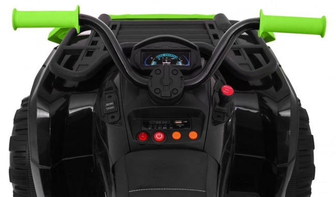 Quad XL ATV 2,4GHz a batteria per bambini nero/verde + telecomando + trazione 4x4 + portabagagli + avvio lento + EVA + LED audio