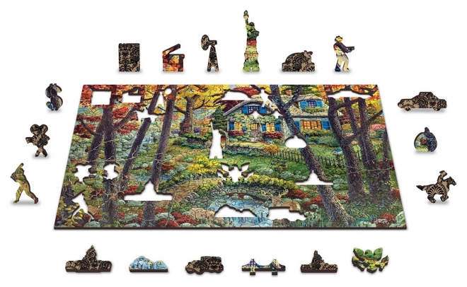 Puzzle in legno Casa nel bosco 2in1