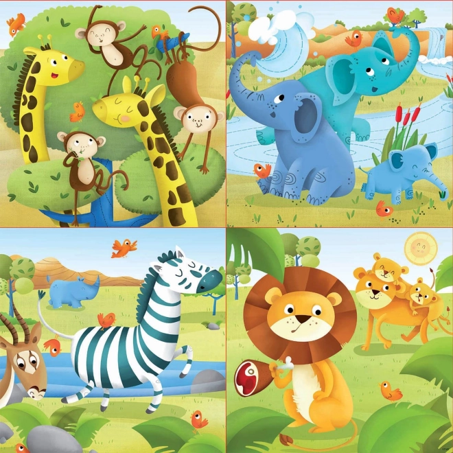 Puzzle Animali Selvatici Educa 4 in 1