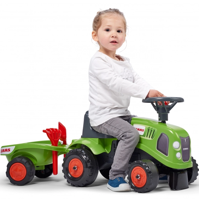 Odrážedlo Baby Claas con rimorchio e attrezzi