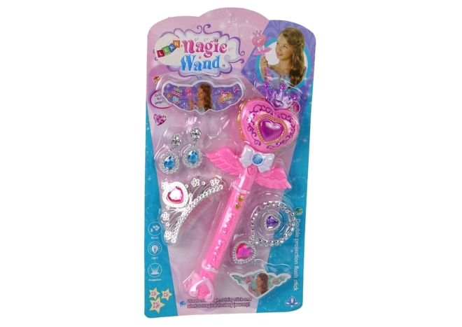 Bacchetta magica interattiva rosa con proiettore e accessori fata