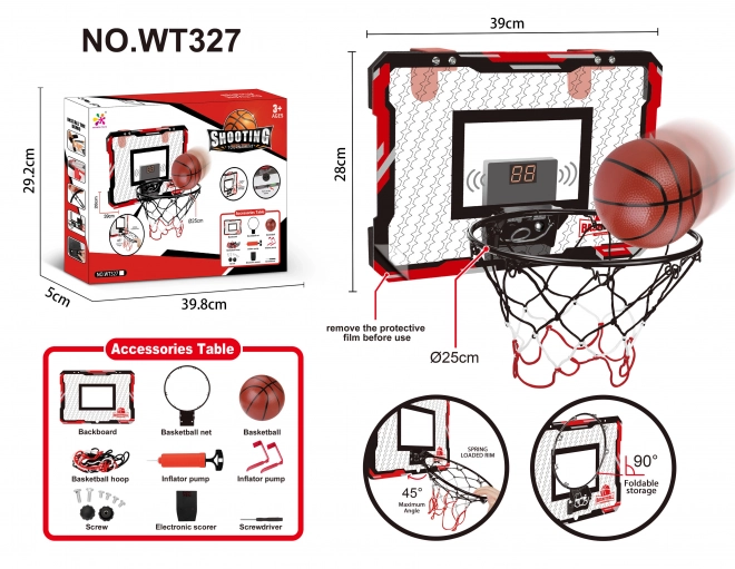 Canestro da basket con contatore e palla