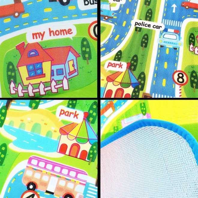 Tappetino da gioco pieghevole per bambini in schiuma con motivo stradale 160 x 130 cm