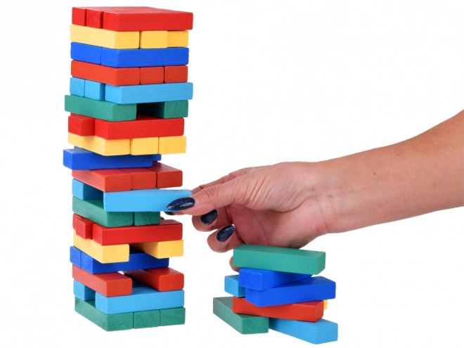 Gioco Jenga Torre Instabile con Blocchi di Legno Colorati