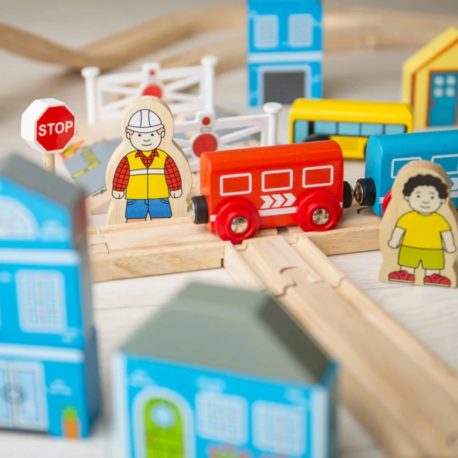 Ferrovie in legno Bigjigs Rail città e paese 91 pezzi