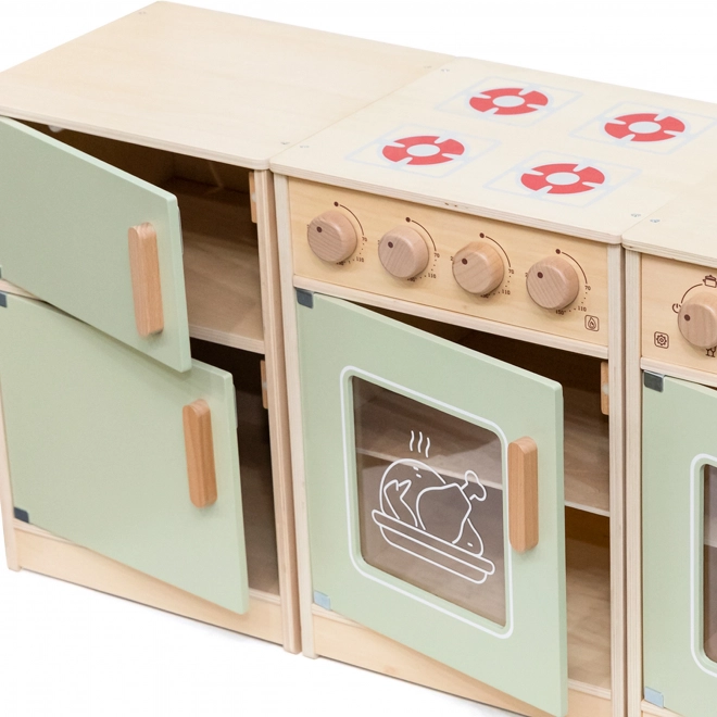 Viga PolarB cucina in legno con elettrodomestici - verde