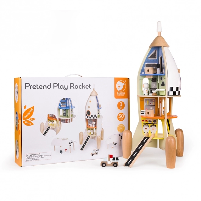 Razzo in Legno per Bambini con Figurine