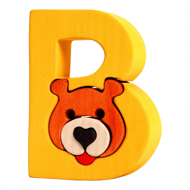 Puzzle con lettere in legno a forma di orso - lettera B