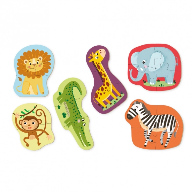 Puzzle 2-3-4 pezzi animali selvatici