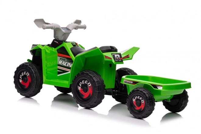 Quad elettrico verde con rimorchio