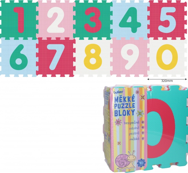 Morbidi blocchi in gommapiuma con cifre 0–9, 10 pezzi, 32 × 32 cm