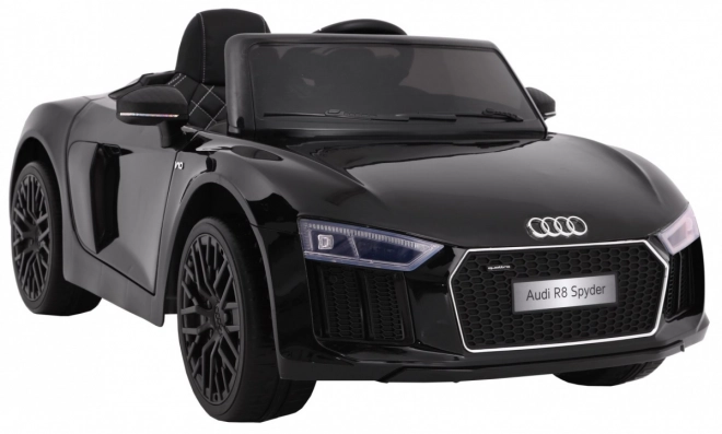 Audi R8 Spyder a batteria Vernice nera + Telecomando + EVA + Avvio lento + Radio MP3 + LED