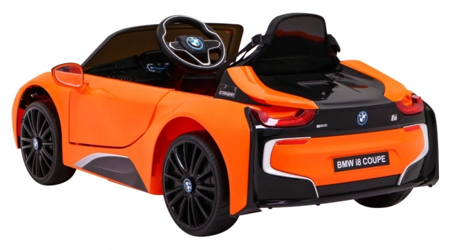Auto a Batteria BMW I8 Lift Arancione + Telecomando + Partenza Lenta + Cinture a 3 Punti + MP3 USB + LED
