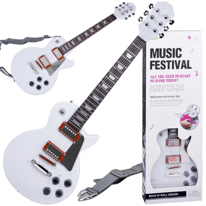 Chitarra Elettrica Musicale per Bambini con Tracolla – Bianco