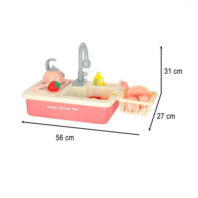 Lavello giocattolo per bambini con accessori XXL rosa