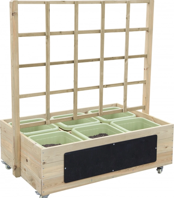 Fioriera in legno su ruote con lavagna CLASSIC WORLD EDU