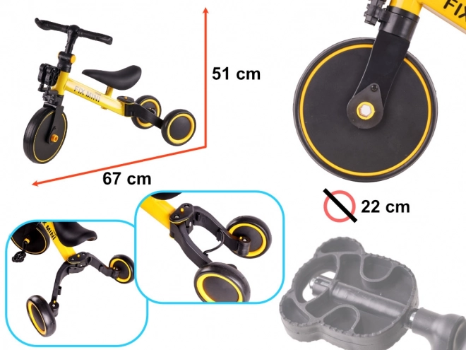 Bicicletta Triciclo Fix Mini 3 in 1 con Pedali Bianco