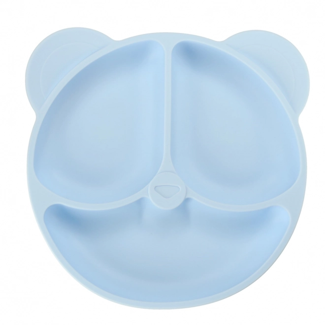 Set di stoviglie in silicone per bambini con orsetto azzurro