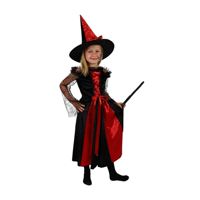 Costume Strega Bambina Nero e Rosso con Cappello