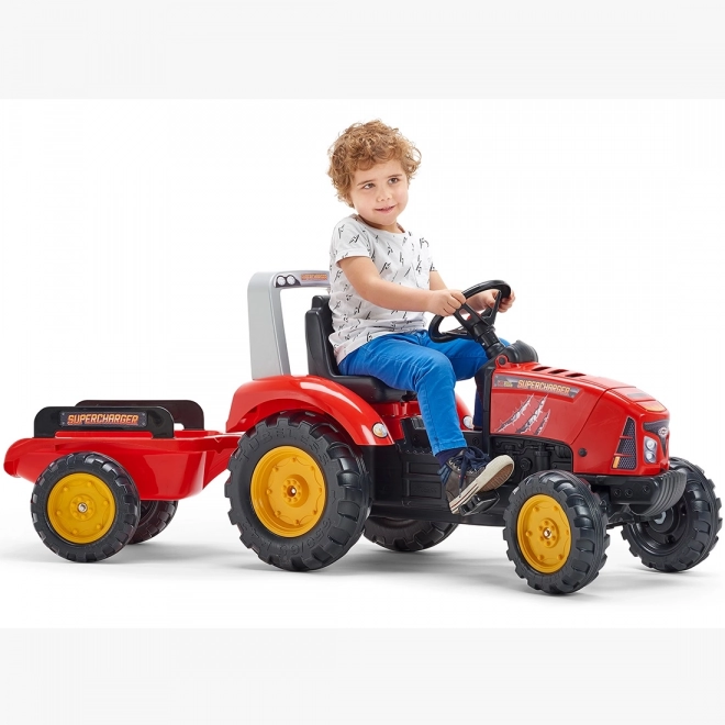 Trattore a Pedali Red Supercharger con Rimorchio per Bambini da 3 Anni