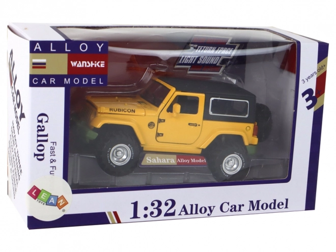 Auto fuoristrada giallo metallico 1:32 con motore a frizione e batteria