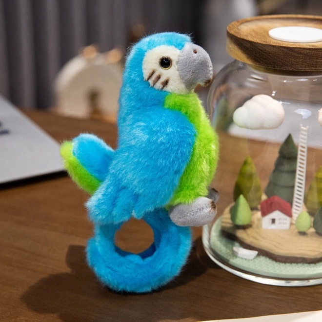 Pappagallo di peluche blu da polso