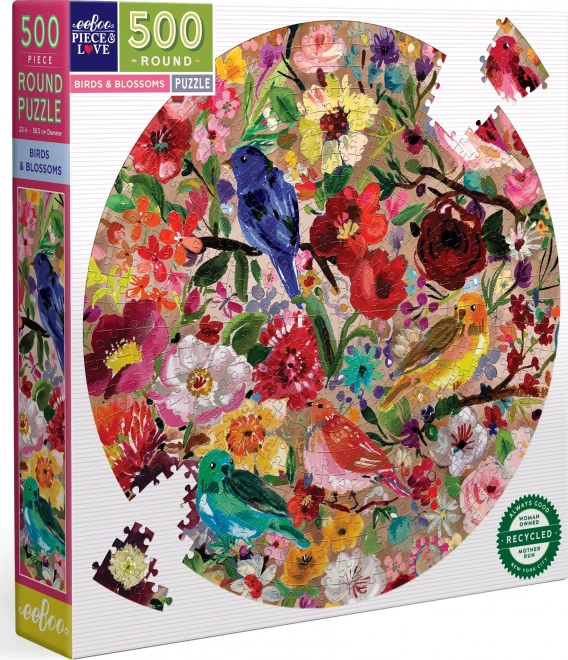 Puzzle rotondo Uccelli e Fiori 500 pezzi