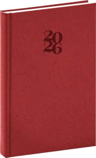 Diario giornaliero Essenza 2026, colore ciliegia, 15 x 21 cm