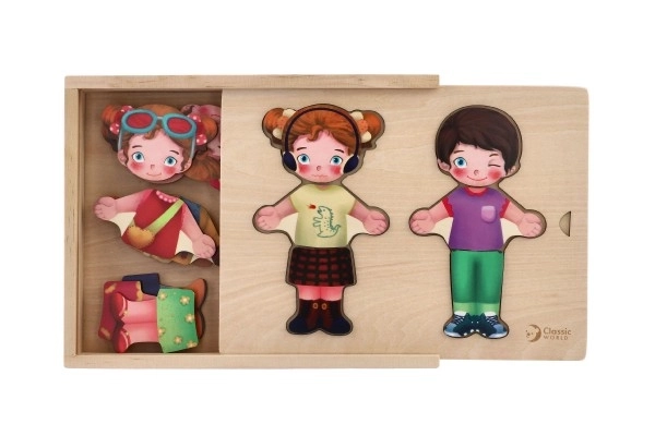 Puzzle vestiti in legno per bambina/bambino