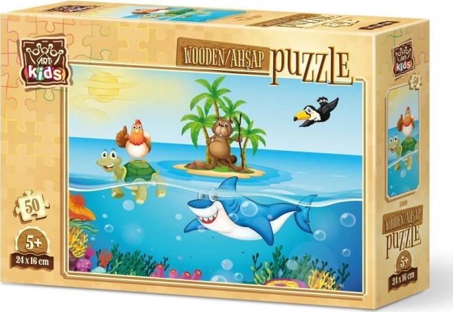 Puzzle in legno gallo in vacanza