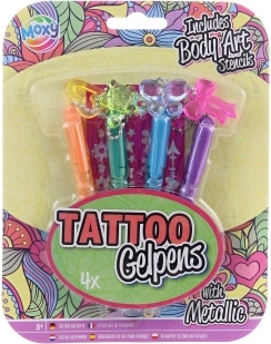 Penne gel metallizzate per tatuaggi con stencil, set da 4 pezzi