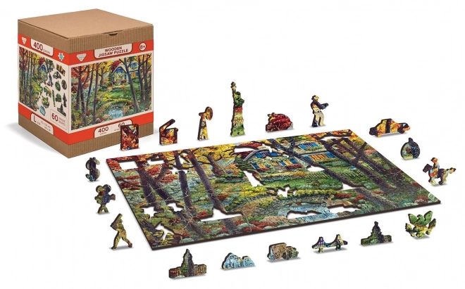 Puzzle in legno Casa nel bosco 2in1